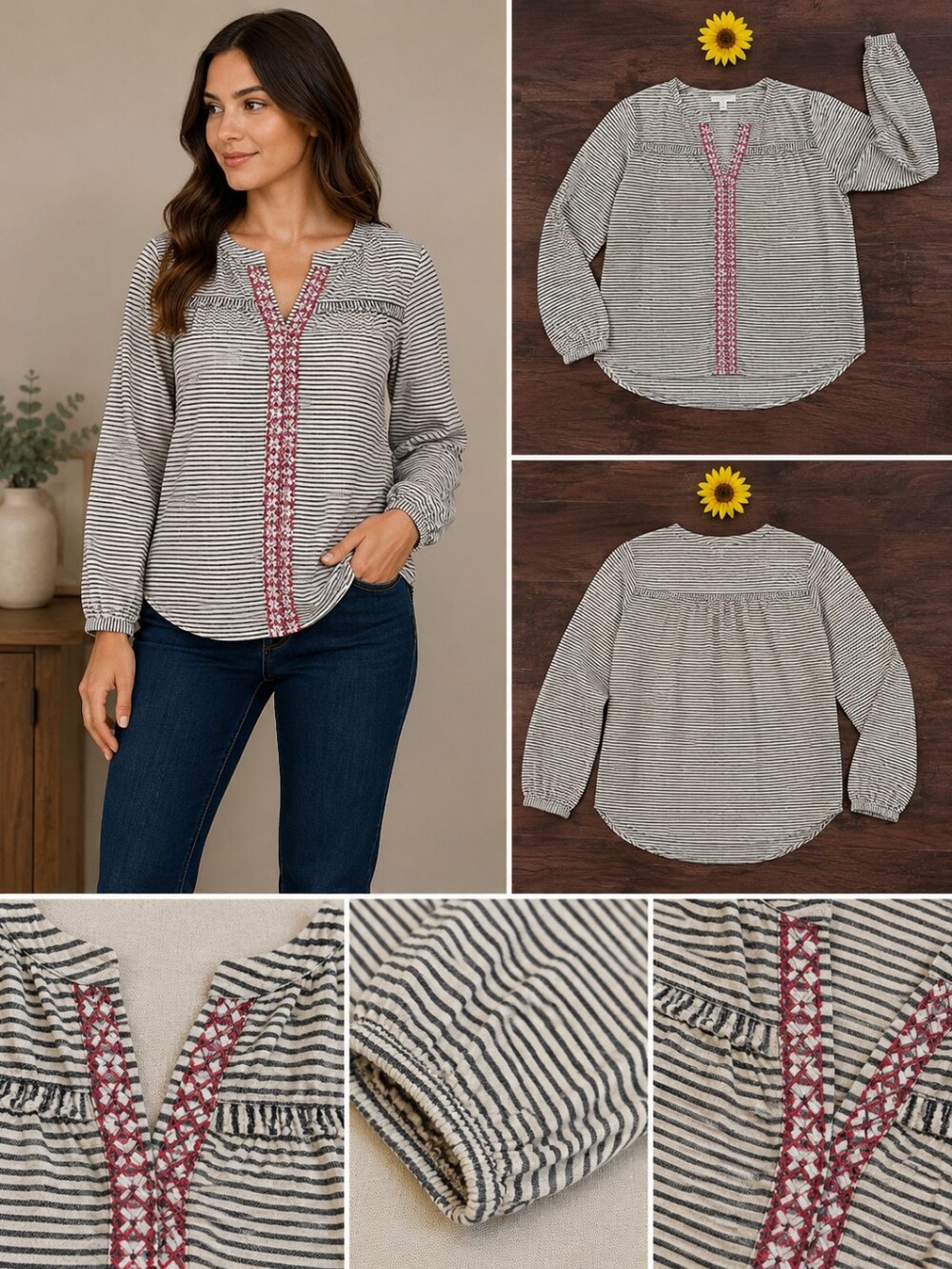 J.CREW EMBROIDERED LONG SLEEVE TOP/SWEATER 🪷🪷